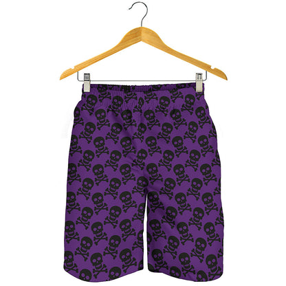 Purple And Black Halloween Skull Print Men's Shorts
