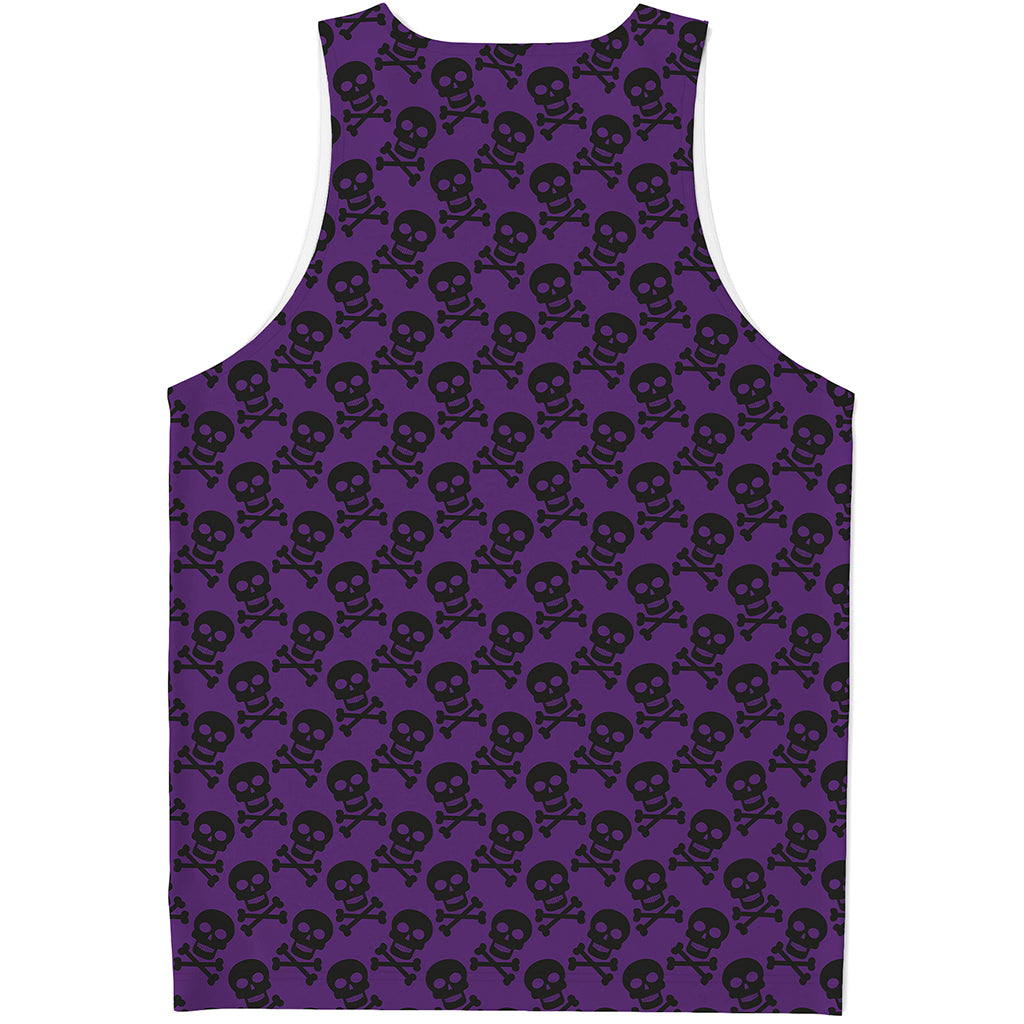 Purple And Black Halloween Skull Print Men's Tank Top