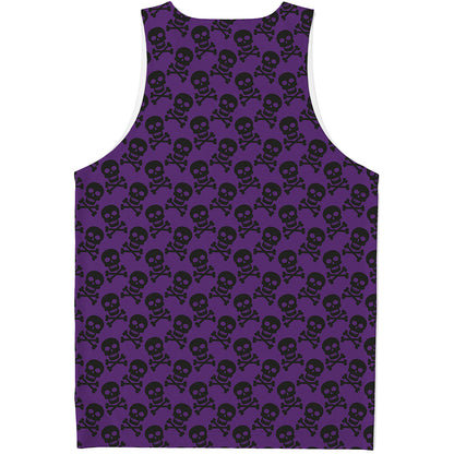 Purple And Black Halloween Skull Print Men's Tank Top