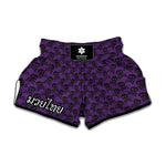Purple And Black Halloween Skull Print Muay Thai Boxing Shorts