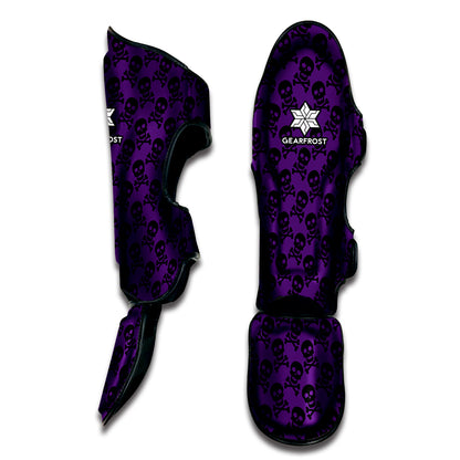 Purple And Black Halloween Skull Print Muay Thai Shin Guard
