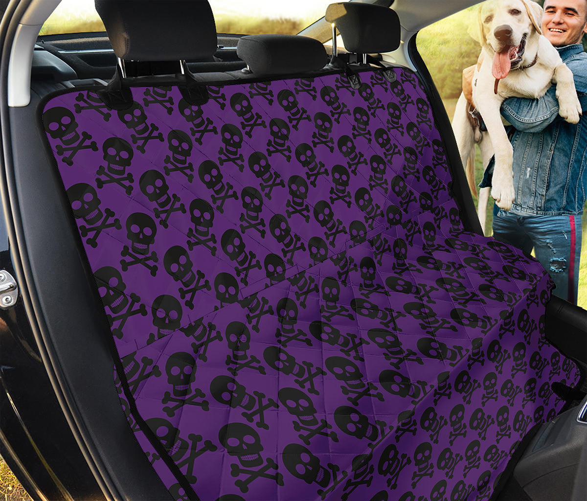 Purple And Black Halloween Skull Print Pet Car Back Seat Cover