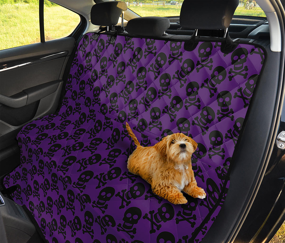 Purple And Black Halloween Skull Print Pet Car Back Seat Cover