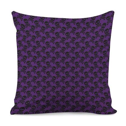 Purple And Black Halloween Skull Print Pillow Cover