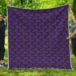 Purple And Black Halloween Skull Print Quilt