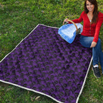 Purple And Black Halloween Skull Print Quilt