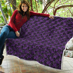 Purple And Black Halloween Skull Print Quilt