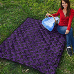 Purple And Black Halloween Skull Print Quilt