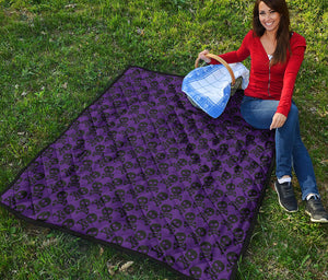 Purple And Black Halloween Skull Print Quilt