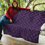 Purple And Black Halloween Skull Print Quilt