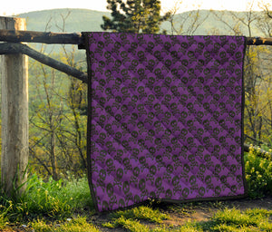 Purple And Black Halloween Skull Print Quilt