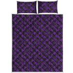 Purple And Black Halloween Skull Print Quilt Bed Set