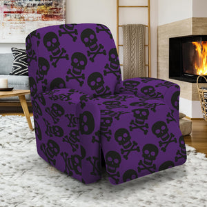 Purple And Black Halloween Skull Print Recliner Slipcover