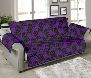 Purple And Black Halloween Skull Print Sofa Protector