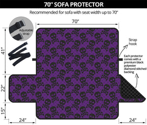 Purple And Black Halloween Skull Print Sofa Protector