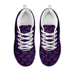 Purple And Black Halloween Skull Print White Sneakers