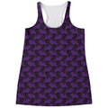 Purple And Black Halloween Skull Print Women's Racerback Tank Top