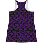 Purple And Black Halloween Skull Print Women's Racerback Tank Top