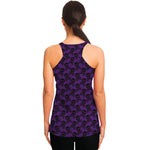 Purple And Black Halloween Skull Print Women's Racerback Tank Top