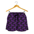 Purple And Black Halloween Skull Print Women's Shorts