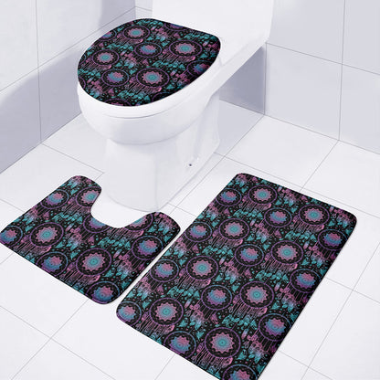 Purple And Blue Dream Catcher Print 3 Piece Bath Mat Set