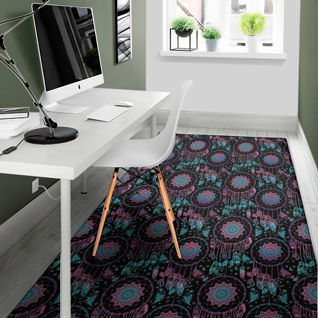 Purple And Blue Dream Catcher Print Area Rug