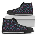 Purple And Blue Dream Catcher Print Black High Top Sneakers