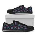 Purple And Blue Dream Catcher Print Black Low Top Sneakers
