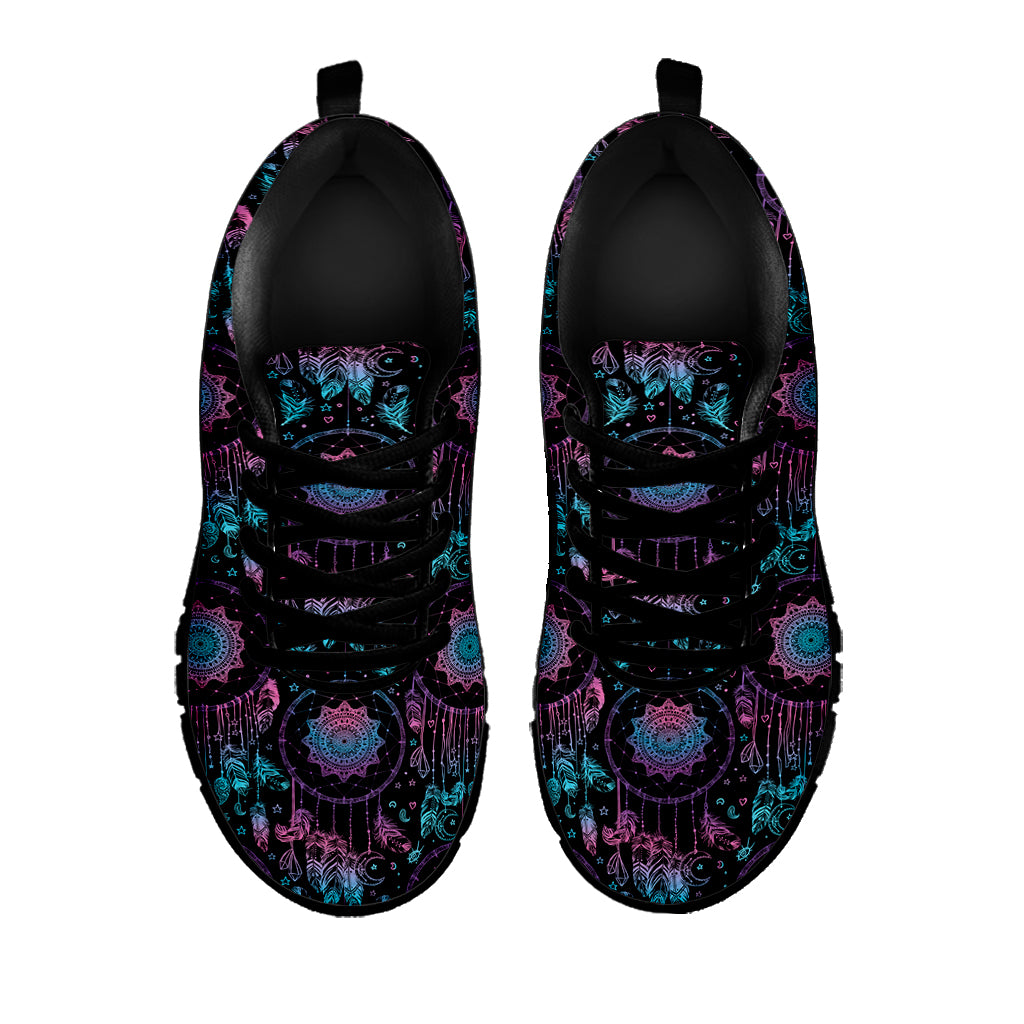 Purple And Blue Dream Catcher Print Black Sneakers