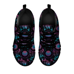 Purple And Blue Dream Catcher Print Black Sneakers