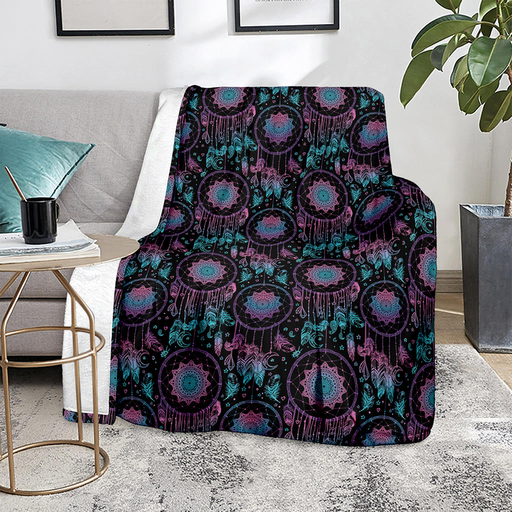 Purple And Blue Dream Catcher Print Blanket