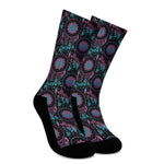 Purple And Blue Dream Catcher Print Crew Socks