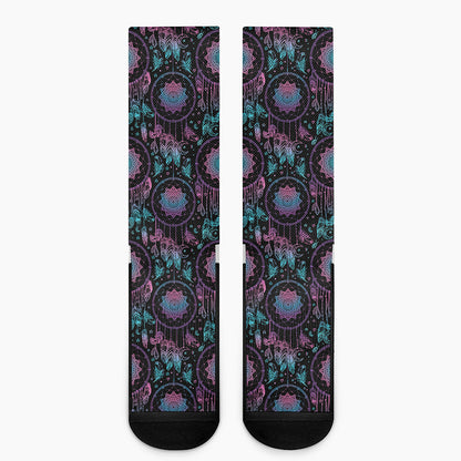 Purple And Blue Dream Catcher Print Crew Socks