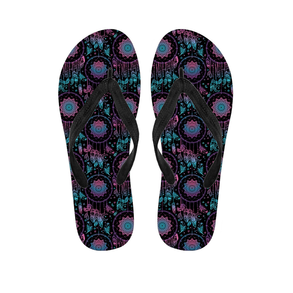 Purple And Blue Dream Catcher Print Flip Flops