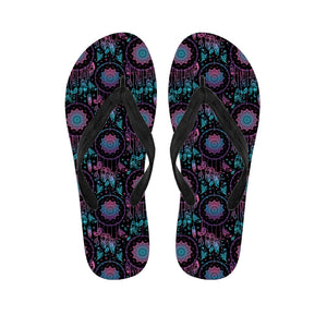 Purple And Blue Dream Catcher Print Flip Flops