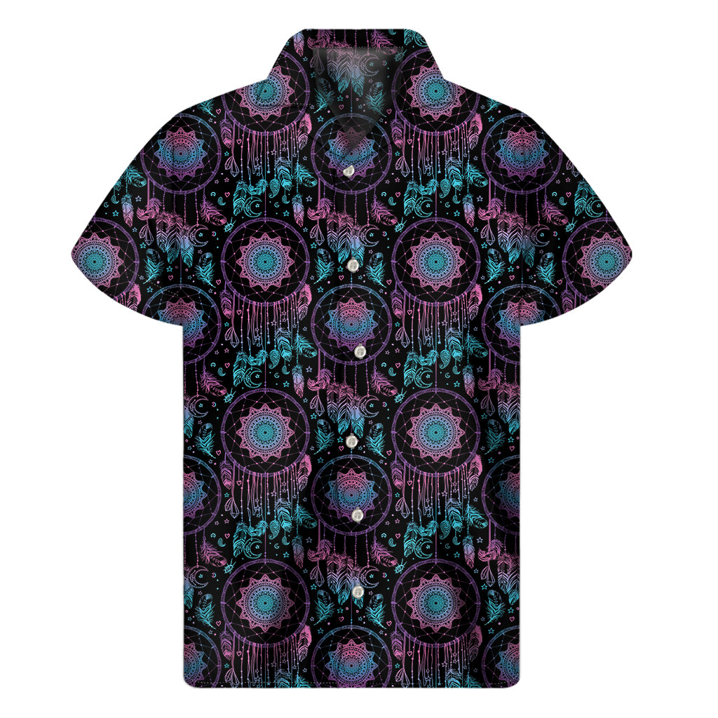 Purple And Blue Dream Catcher Print Men's Short Sleeve Shirt