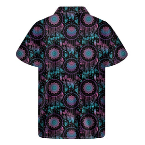 Purple And Blue Dream Catcher Print Men's Short Sleeve Shirt