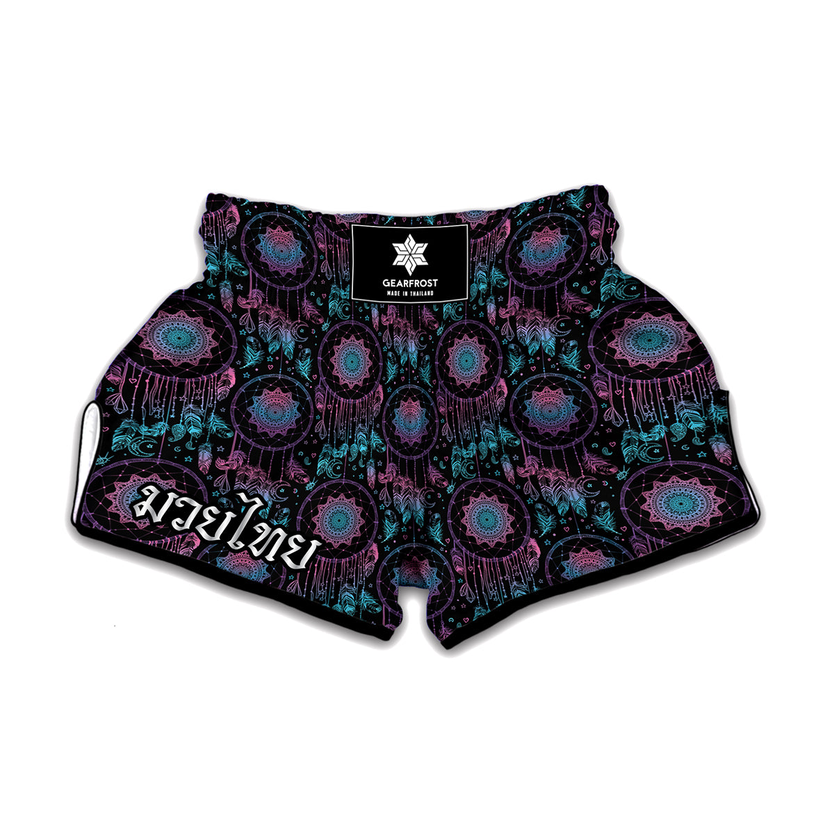 Purple And Blue Dream Catcher Print Muay Thai Boxing Shorts