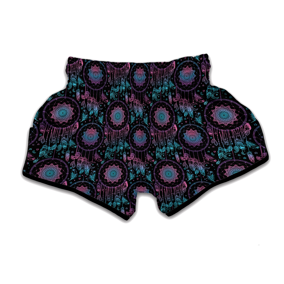 Purple And Blue Dream Catcher Print Muay Thai Boxing Shorts