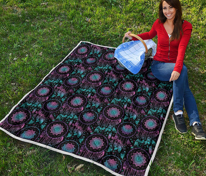 Purple And Blue Dream Catcher Print Quilt