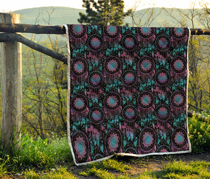 Purple And Blue Dream Catcher Print Quilt