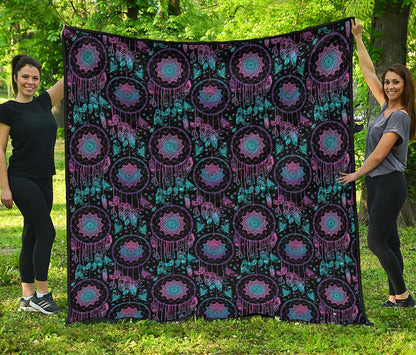 Purple And Blue Dream Catcher Print Quilt
