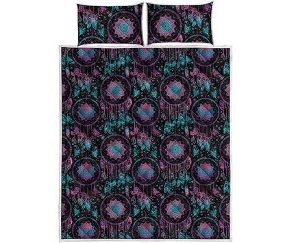 Purple And Blue Dream Catcher Print Quilt Bed Set