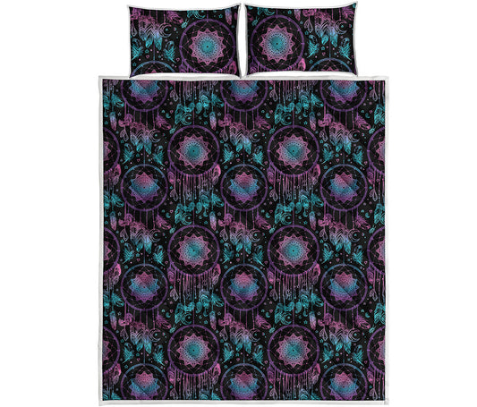 Purple And Blue Dream Catcher Print Quilt Bed Set