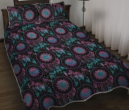 Purple And Blue Dream Catcher Print Quilt Bed Set