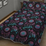 Purple And Blue Dream Catcher Print Quilt Bed Set