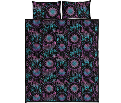 Purple And Blue Dream Catcher Print Quilt Bed Set