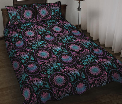 Purple And Blue Dream Catcher Print Quilt Bed Set