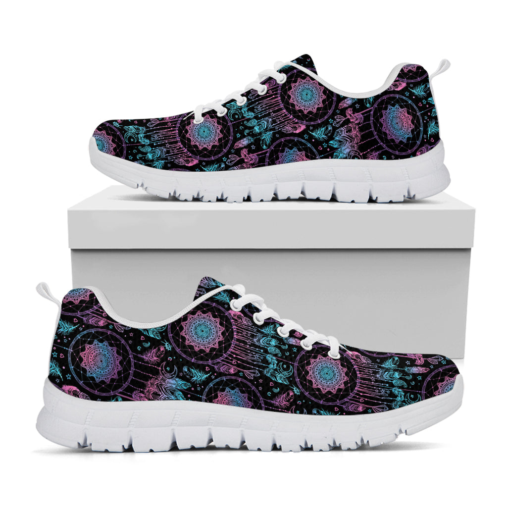 Purple And Blue Dream Catcher Print White Sneakers