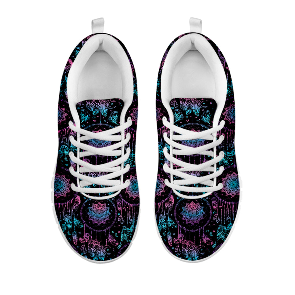 Purple And Blue Dream Catcher Print White Sneakers